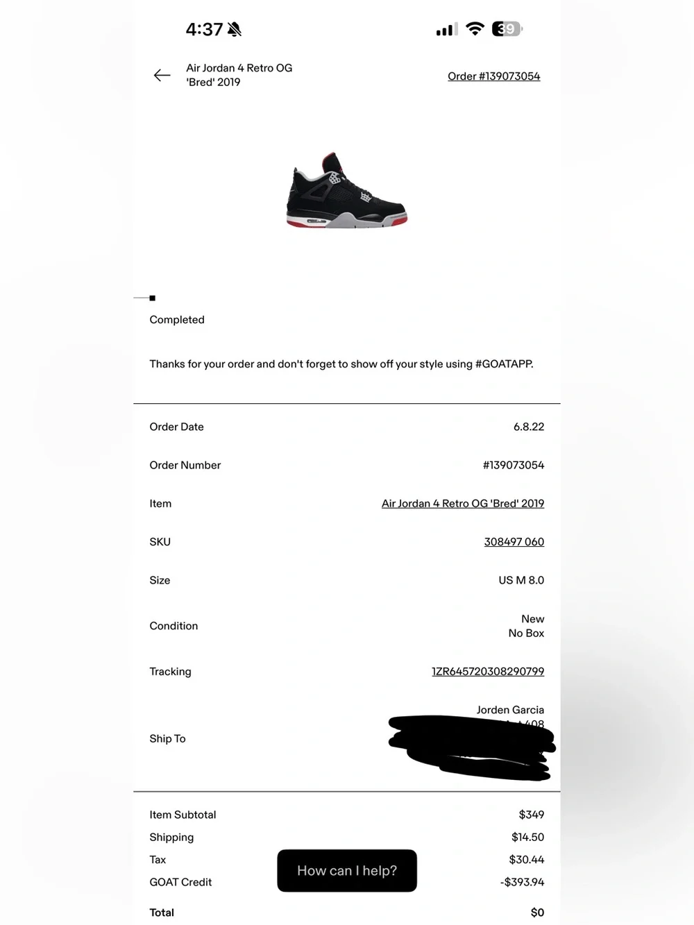 Jordan 4 Bred 2019